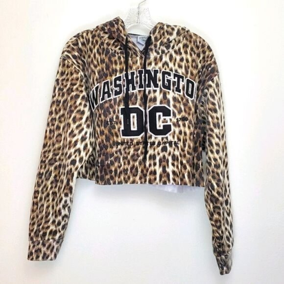 Washington DC custom cropped cheetah hoodie - Picture 1 of 15